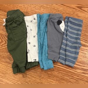 Baby Boy Assorted Brands Closet Staple Pants/Joggers Bundle of 5 Size Newborn
